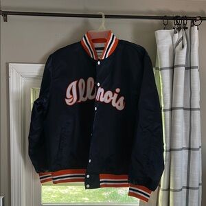 Illinois Varsity Jacket in Navy and Orange